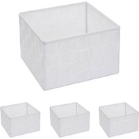 HHG - neuwertig] 4er-Set Aufbewahrungskorb 258, Dekokorb Korb Körbchen Aufbewahrung Regalkorb Deko 12x19x19cm weiß - white von HHG