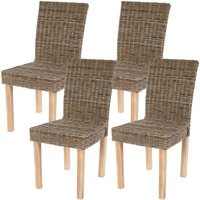 Neuwertig] 4er-Set Esszimmerstuhl Korbstuhl Stuhl Küchenstuhl Littau, Kubu-Rattan von HHG