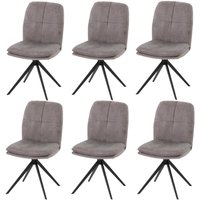 Neuwertig] 6er-Set Esszimmerstuhl HHG 178, Küchenstuhl Lehnstuhl, drehbar Auto-Position, Metall Stoff/Textil grau von HHG