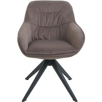 Neuwertig] 6er-Set Esszimmerstuhl HHG 779, Küchenstuhl Polsterstuhl Stuhl mit Armlehne, drehbar, Metall Stoff/Textil braun von HHG