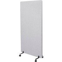 Neuwertig] Akustik-Trennwand HHG 957, Büro-Sichtschutz Raumteiler Pinnwand, doppelwandig rollbar Stoff/Textil 167x80cm grau von HHG