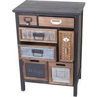 Neuwertig] Apotheker-Schrank HHG 068, Kommode, Tanne Holz massiv Vintage Patchwork 78x55x35cm von HHG