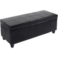 Neuwertig] Aufbewahrungs-Truhe Sitzbank Arezzo, Leder + Kunstleder, 112x45x45cm MVG-zertifiziert schwarz von HHG