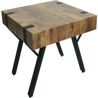 HHG - neuwertig] Beistelltisch 742, Kaffeetisch Nachttisch Loungetisch Couchtisch, Metall mdf 50x50x50cm dunkle Wildeiche - brown von HHG