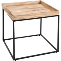 Neuwertig] Beistelltisch HHG 857, Kaffeetisch Couchtisch Tisch, Paulownia-Holz Metall 60x60x60cm naturfarben von HHG
