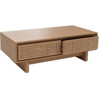 Neuwertig] Couchtisch HHG 907, Sofatisch Wohnzimmertisch Beistelltisch, 2 Schubladen 2 Fächer, Melamin 40x120x60cm Ulme Natur von HHG