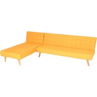 Neuwertig] Ecksofa HHG 784, Sofa Klappsofa, Liegefläche links/rechts, Stoff/Textil Massivholz mvg zertifiziert 256cm gelb von HHG