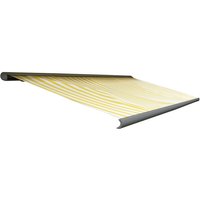 Neuwertig] Elektrische Kassettenmarkise HHG 432, Markise Vollkassette 4x3m Polyester Gelb/Weiß, Rahmen grau von HHG