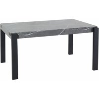 Neuwertig] Esstisch HHG 698, Tisch Küchentisch Esszimmertisch, Industrial Metall 140x80cm Marmor-Optik grau - grey von HHG