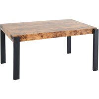 Neuwertig] Esstisch HHG 698, Tisch Küchentisch Esszimmertisch, Industrial Metall 140x80cm dunkle Wildeiche - brown von HHG