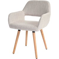 Neuwertig] Esszimmerstuhl HHG 428 ii, Stuhl Küchenstuhl, Retro 50er Jahre Design Textil, creme/grau - grey von HHG