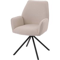 Neuwertig] Esszimmerstuhl HHG 490, Küchenstuhl Stuhl Armlehne, drehbar Auto-Position, Stoff/Textil Bouclé Öko-Tex mvg creme von HHG