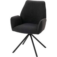 Neuwertig] Esszimmerstuhl HHG 490, Küchenstuhl Stuhl Armlehne, drehbar Auto-Position, Stoff/Textil Bouclé Öko-Tex mvg dunkelgrau von HHG