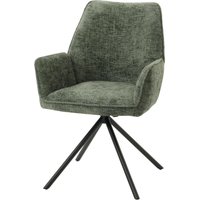 Neuwertig] Esszimmerstuhl HHG 494, Küchenstuhl Stuhl mit Armlehne, drehbar Auto-Position, Chenille Öko-Tex mvg grün von HHG