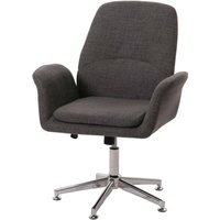 Neuwertig] Esszimmerstuhl HHG 570, Stuhl Küchenstuhl Polsterstuhl, drehbar mit Armlehne höhenverstellbar Stoff/Textil dunkelgrau von HHG