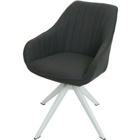 Neuwertig] Esszimmerstuhl HHG 786, Küchenstuhl Stuhl mit Armlehne, drehbar Stoff/Textil dunkelgrau - grey von HHG