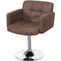 Neuwertig] Esszimmerstuhl Houston, Drehstuhl Stuhl, Wildlederimitat Chrom MVG-zertifiziert vintage braun von HHG