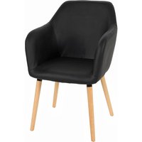 Neuwertig] Esszimmerstuhl Vaasa T381, Stuhl Küchenstuhl, Retro 50er Jahre Design Kunstleder, schwarz, helle Beine - black von HHG