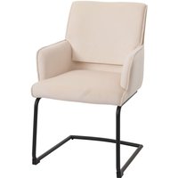 HHG - neuwertig] Freischwinger 416, Esszimmerstuhl Küchenstuhl Stuhl, Stoff/Textil Öko-Tex creme-beige von HHG