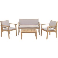 Neuwertig] Garten-Garnitur HHG 946, Lounge-Set Sitzgruppe Bank Sessel Tisch, Holz Akazie mvg Stoff/Textil (180g/m²) Kissen grau von HHG