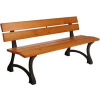Neuwertig] Gartenbank HHG 436, Sitzbank Parkbank Holzbank 3-Sitzer, Gusseisen Holz Kiefer, 170cm teak von HHG