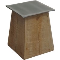 HHG - neuwertig] Hocker 176, Sitzhocker Holzhocker, Industrial Massiv-Holz MVG-zertifiziert, natur mit Metall-Optik von HHG