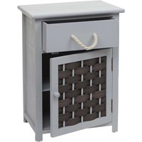 Neuwertig] Kommode HHG 636, Schrank Schubladenschrank, Holz 55x39,5x28,5cm grau, Polyrattan dunkelgrau - grey von HHG