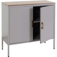 Neuwertig] Kommode HHG 926, Sideboard Schrank Anrichte, 2 Türen Metall 90x90x40cm, Melamin beschichtet grau von HHG