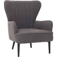 Neuwertig] Lounge-Sessel HHG 067, Cocktail-/Ohrensessel Polsterstuhl Retro Vintage Stoff Bouclé (600g/m²) Öko-Tex dunkelgrau von HHG