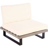Neuwertig] Lounge-Sessel HHG 469, Garten-Sessel, Spun Poly Akazie Holz MVG-zertifiziert Aluminium grau, Polster cremeweiß von HHG
