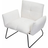 HHG - neuwertig] Lounge-Sessel 666, Cocktailsessel Sessel, Bouclé Stoff/Textil weiß - white von HHG