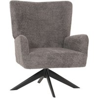 Neuwertig] Lounge-Sessel HHG 916, Cocktailsessel Polstersessel Relaxsessel, drehbar, Stoff/Textil Chenille Metall dunkelgrau von HHG