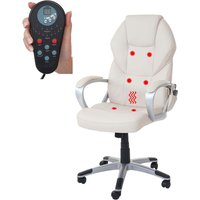 Neuwertig] Massage-Bürostuhl HHG 753, Drehstuhl Chefsessel, Heizfunktion Massagefunktion Kunstleder creme - beige von HHG