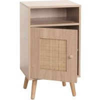 Neuwertig] Nachttisch HHG 215, Nachtschrank Kaffeetisch Beistelltisch, Staufächer, Kubu Rattan Holz Melamin, Eiche-Optik 71x40x41cm von HHG