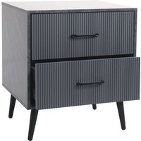 Neuwertig] Nachttisch HHG 684, Kommode Beistelltisch Nachtschrank, 3D-Design Schublade Melamin Holz, 55x48x41cm Marmor-Optik grau von HHG