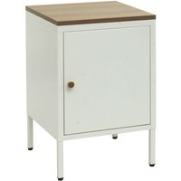 Neuwertig] Nachttisch HHG 923, Nachtschrank Kommode Beistelltisch Schrank, Metall 63x40x40cm, Melaminbeschichtet weiß von HHG