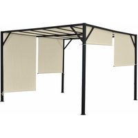 Neuwertig] Pergola Beja, Garten Pavillon Terrassenüberdachung, stabiles 6cm-Stahl-Gestell + Schiebedach 4x3m - beige von HHG