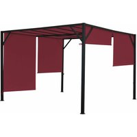 Neuwertig] Pergola Beja, Garten Pavillon Terrassenüberdachung, stabiles 6cm-Stahl-Gestell + Schiebedach bordeaux-rot 3x3m - red von HHG