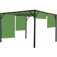 Neuwertig] Pergola Beja, Garten Pavillon Terrassenüberdachung, stabiles 6cm-Stahl-Gestell + Schiebedach grün 3x3m - green von HHG