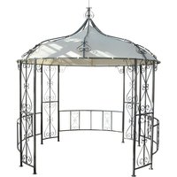 Neuwertig] Pergola Cabrera, Rundpavillon Garten Pavillon, stabiles Stahl-Gestell, ø 3m creme - beige von HHG