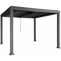 Neuwertig] Pergola HHG 269, Gartenpavillon Lamellen-Pavillon, 10cm-Aluminium-Gestell, Regenrinne sturmfest, 3x3m anthrazit - grey von HHG