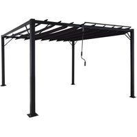 Neuwertig] Pergola HHG 768, Garten Lamellen-Pavillon Terrassenüberdachung, 8cm-Alu-Gestell Stoff/Textil, 3x3m anthrazit - grey von HHG