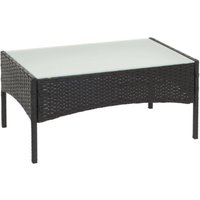 Neuwertig] Poly-Rattan Gartentisch Hamar, Beistelltisch Tisch mit Glasplatte anthrazit - black von HHG