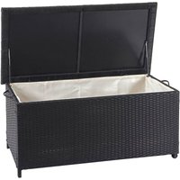 HHG - neuwertig] Poly-Rattan Kissenbox 570, Gartentruhe Auflagenbox Truhe Premium schwarz, 51x100x50cm 170l - black von HHG