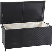 Neuwertig] Poly-Rattan Kissenbox HHG 570, Gartentruhe Auflagenbox Truhe Premium schwarz, 51x100x50cm 170l - black von HHG