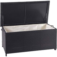 Neuwertig] Poly-Rattan Kissenbox HHG 570, Gartentruhe Auflagenbox Truhe Premium schwarz, 51x100x50cm 170l von HHG