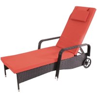 Neuwertig] Poly-Rattan Sonnenliege Cesena, Relaxliege Gartenliege Liege, Alu anthrazit, Kissen terracotta von HHG