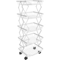 HHG - neuwertig] Regal 441, Küchenregal Rollregal Küchenwagen Standregal, Korb faltbar rollbar Eisen 95x39x28cm weiß von HHG