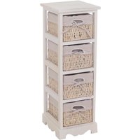 HHG - neuwertig] Regal Kommode mit 4 Korbschubladen 74x25x28cm, Shabby-Look, Vintage weiß von HHG