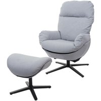 Neuwertig] Relaxsessel + Hocker HHG 420, Fernsehsessel Sessel Schaukelstuhl Wippfunktion, drehbar, Metall Stoff/Textil hellgrau - grey von HHG